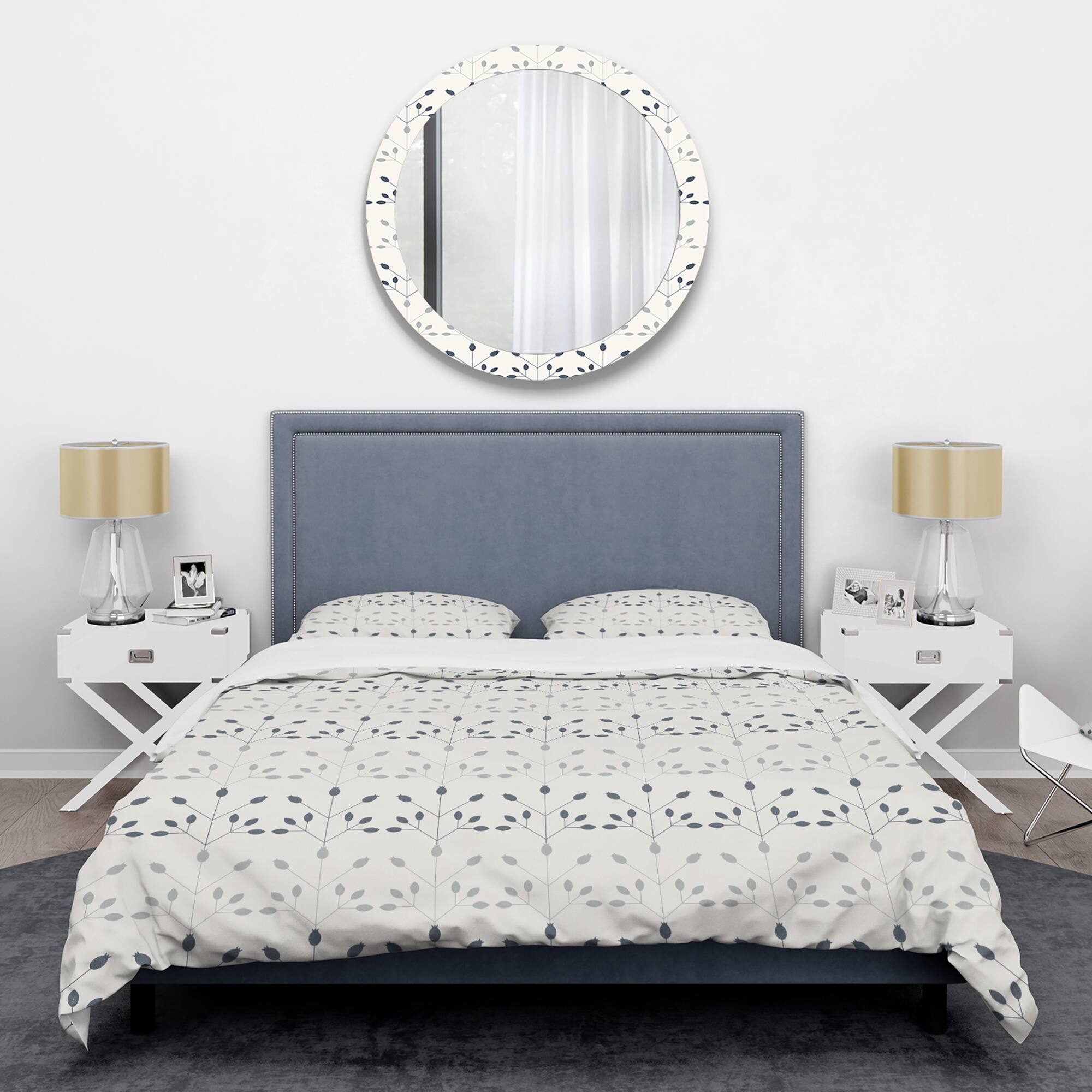 Designart 'Floral Retro Botanical Pattern I' Mid-Century Duvet Cover Set